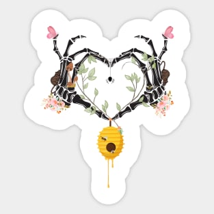 Hand skeleton, heart and nature Sticker